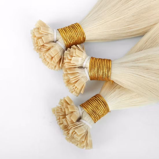 Top Grade Double Drawn Cuticle Alinged Human Extension Flat Tip Hair Extensions