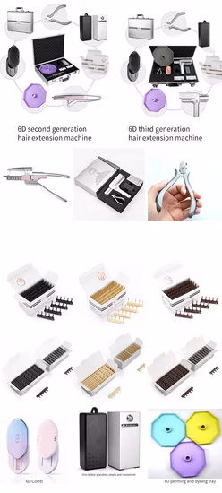 6D Hair Extensions Machine C-Shaped Buckle Human Hair No-Trace Hair Extensions Kit Tool