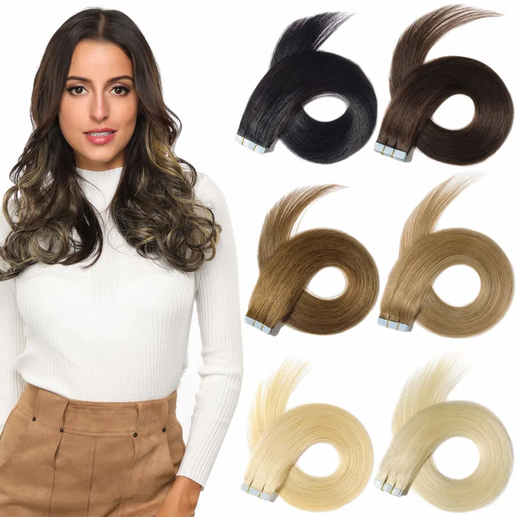 China Wholesale Double Drawn 100% Human Hair Seamless Tape Hair Extensions