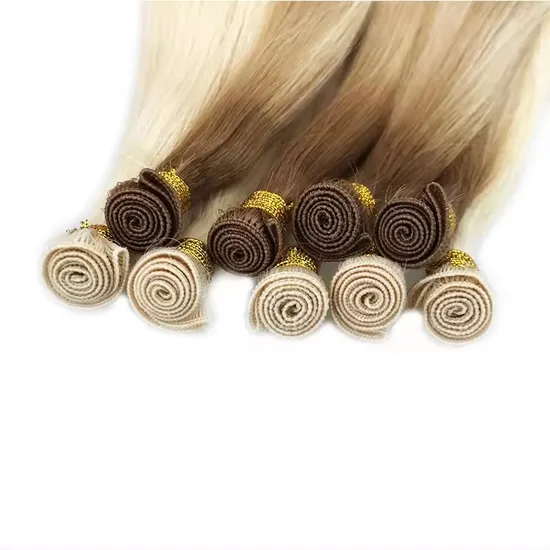 Luxury Hand Tied Wef Cuticle Virgin Hair Russian Double Drawn Hand Tied Weft Hair Extensions