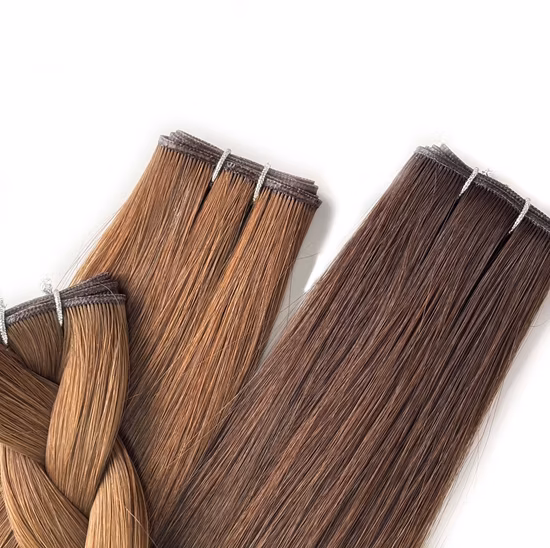 Luxury Hand Tied Wef Cuticle Virgin Hair Russian Double Drawn Hand Tied Weft Hair Extensions