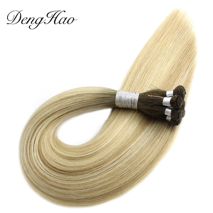 100% Human Virgin Remy Hair Extensions Thick End Hand Tied Weft Double Drawn Handtied