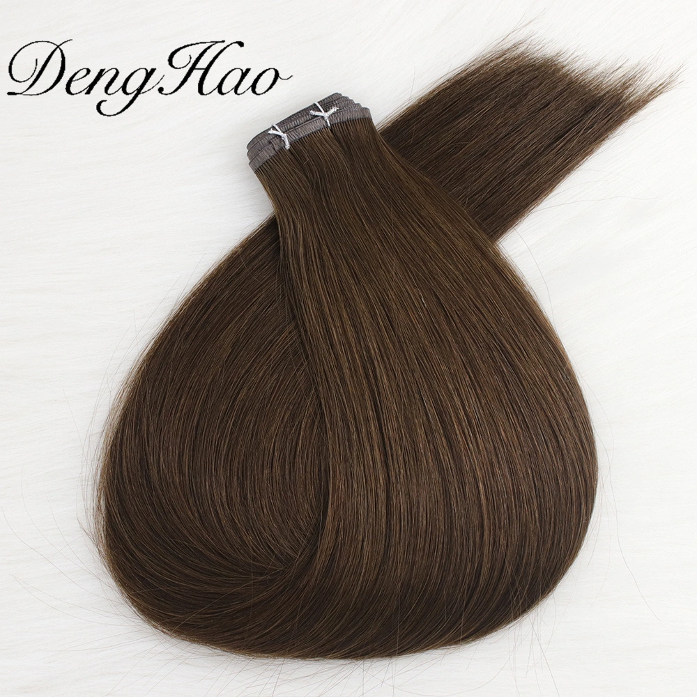 Denghao Factory 100% Natural Brazilian Virgin Human Hair Extensions for Flat Weft