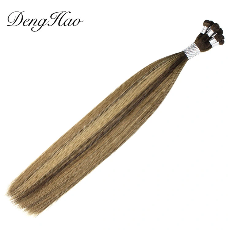 100% Human Virgin Remy Hair Extensions Thick End Hand Tied Weft Double Drawn Handtied
