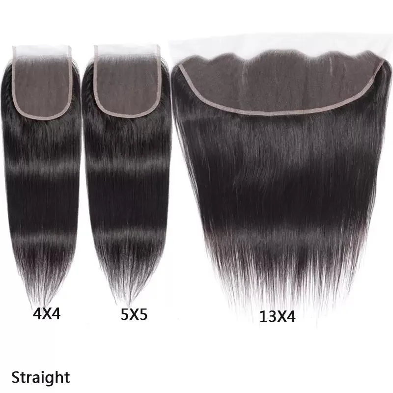 4X4 13X4 13X6 Human Hair Lace Closure 13X4 Lace Frontal Straight Body Wave Deep Kinky Curly Water Wave Yaki Straight Hair