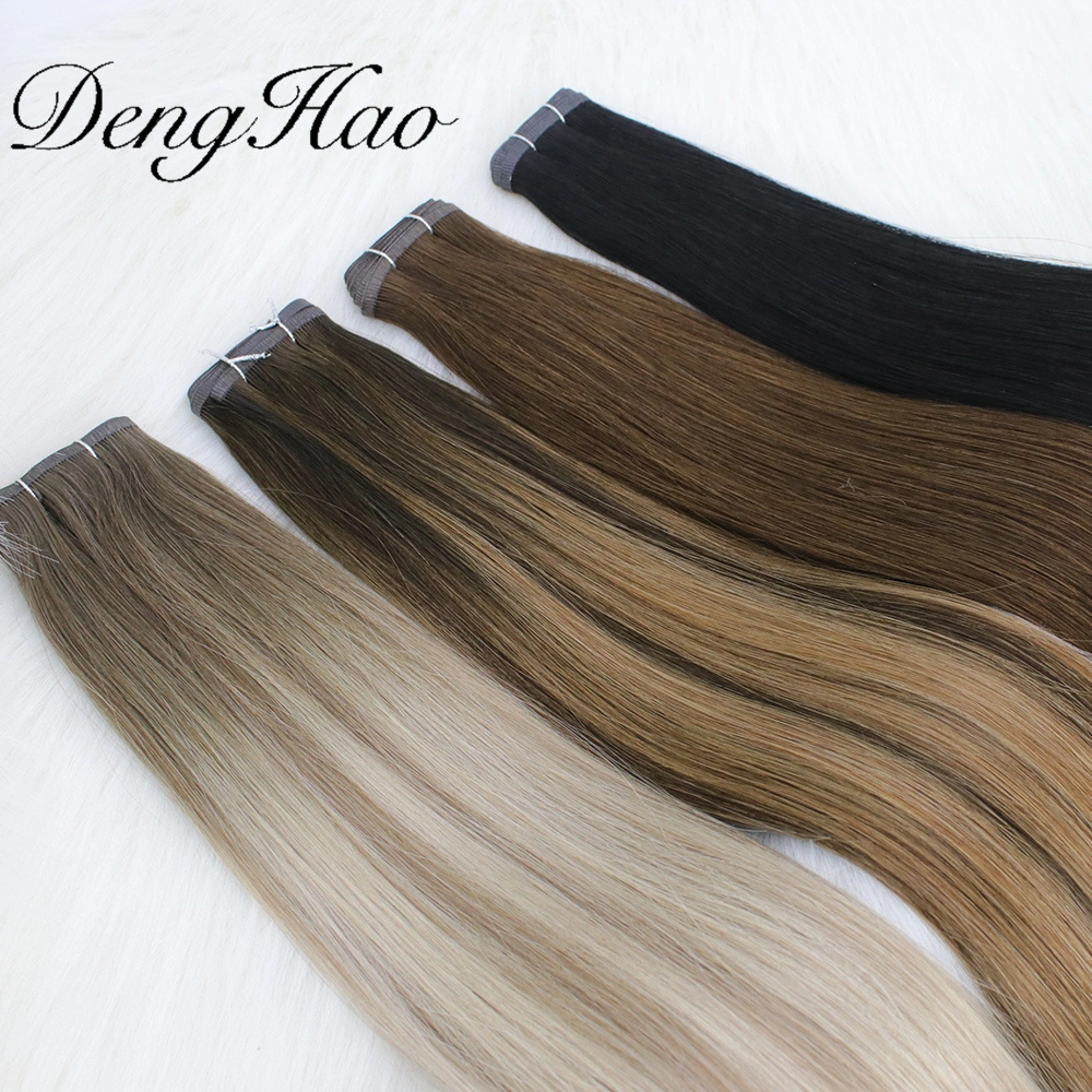 Denghao Factory 100% Natural Brazilian Virgin Human Hair Extensions for Flat Weft