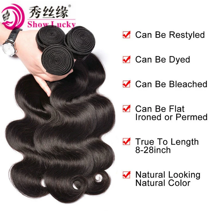 Natural Black Color Cuticle Aligned Healthy Hair Virgin Brazilian Human Hair Remy Body Wave Hair Weave Bundles with Frontal