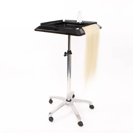 Rolling Salon Tray Cart Barber Trolley, Movable Wig Holder Hair Extension Tool Tray Organizer, Height Adjustable Multifunction Storage Cart, Hair Color Service