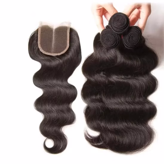 Brazilian Hair Weave Straight Human Hair Extensions with Closure